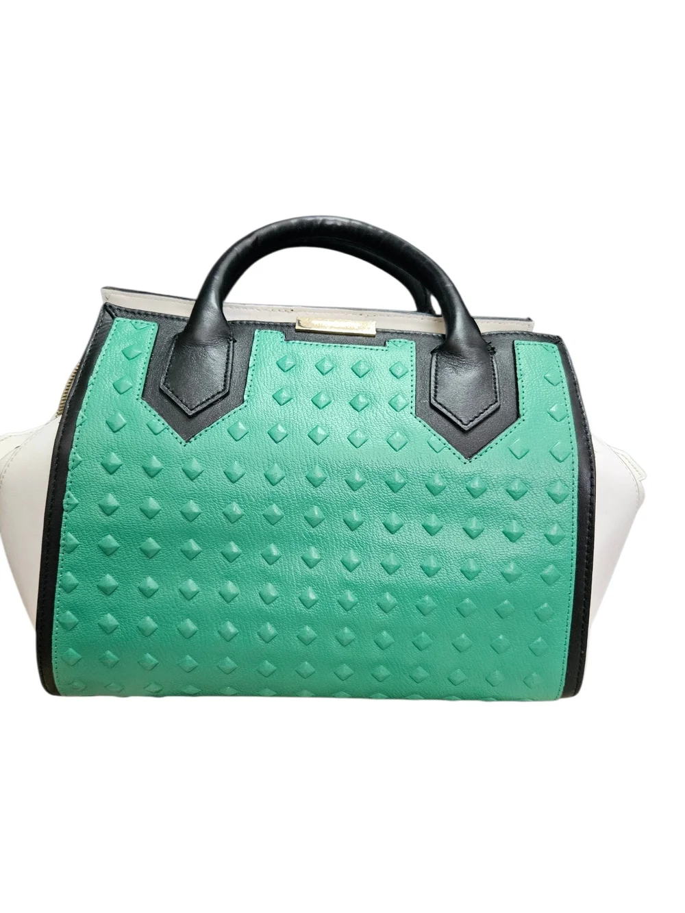 Vince Camuto Mint Green & Black Studded Satchel